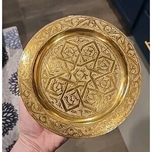 Old Moroccan brass Wall Plate Vintage syrian antique